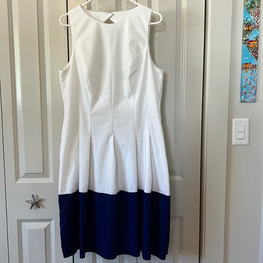 Ralph Lauren white & blue dress, size 16